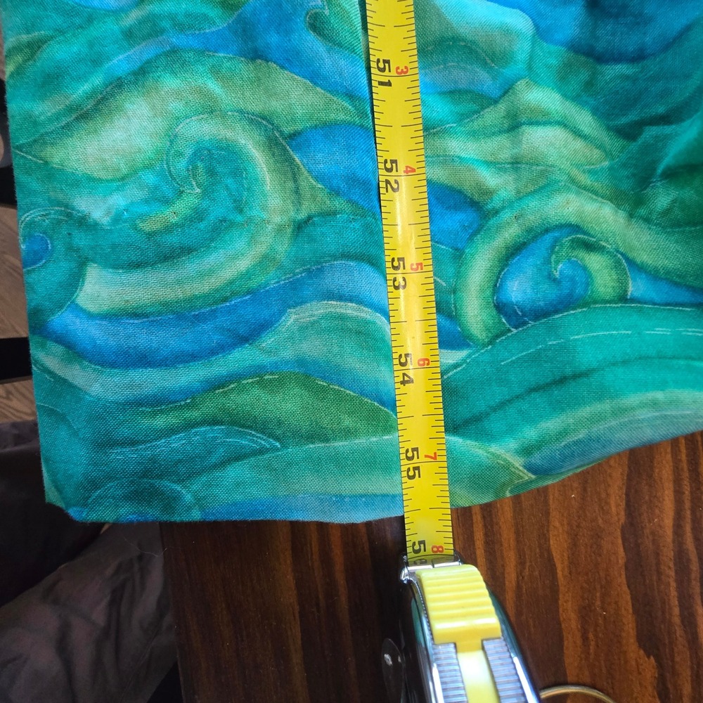 Vintage Bette Inc Honolulu Hawaii Cotton Maxi Dress Teal Green Wave Print 8 - Picture 11 of 13